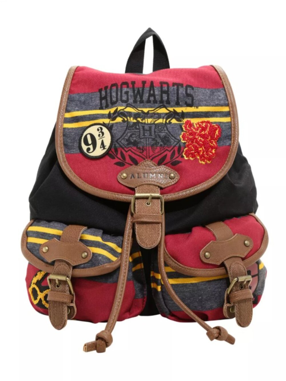 Harry Potter Hogwarts Alumni Varsity Stripe Canvas Bookbag Backpack Knapsack